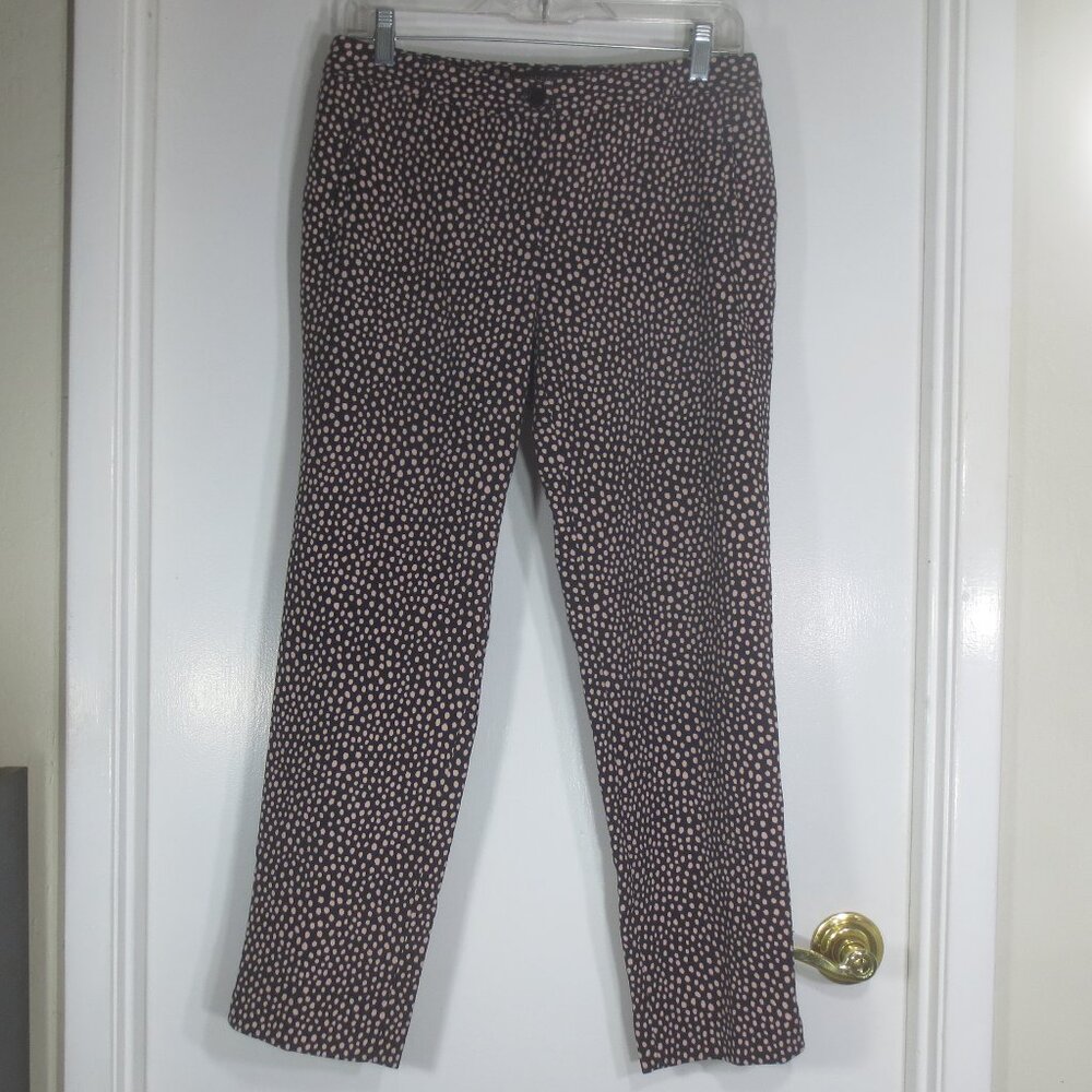 NEW Talbots Pants Black Pink Scales Dots Hampshire Straight Leg Stretch Size 4P